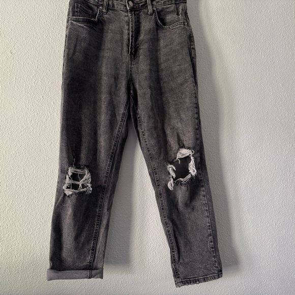Highest Rise Distressed Mom Jeans Size 10 Black Grunge Aesthetic Ripped Retro - Picture 6 of 16
